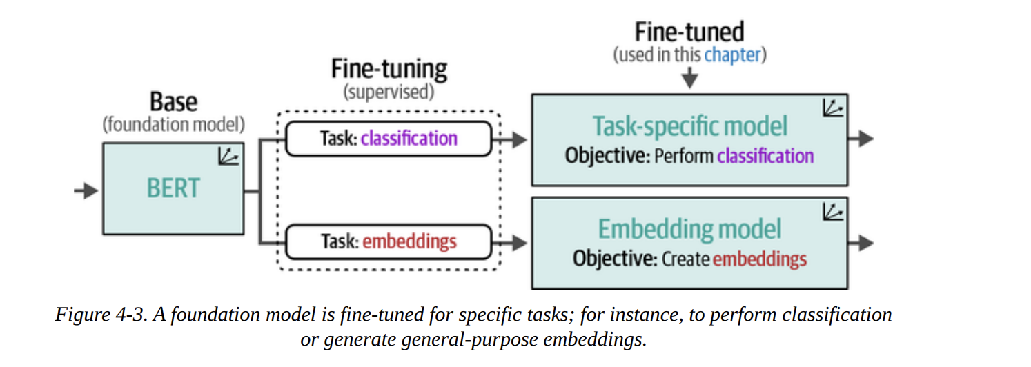 Figure 4-3. A foundation model is fine-tuned for specific tasks; for instance, to perform classification